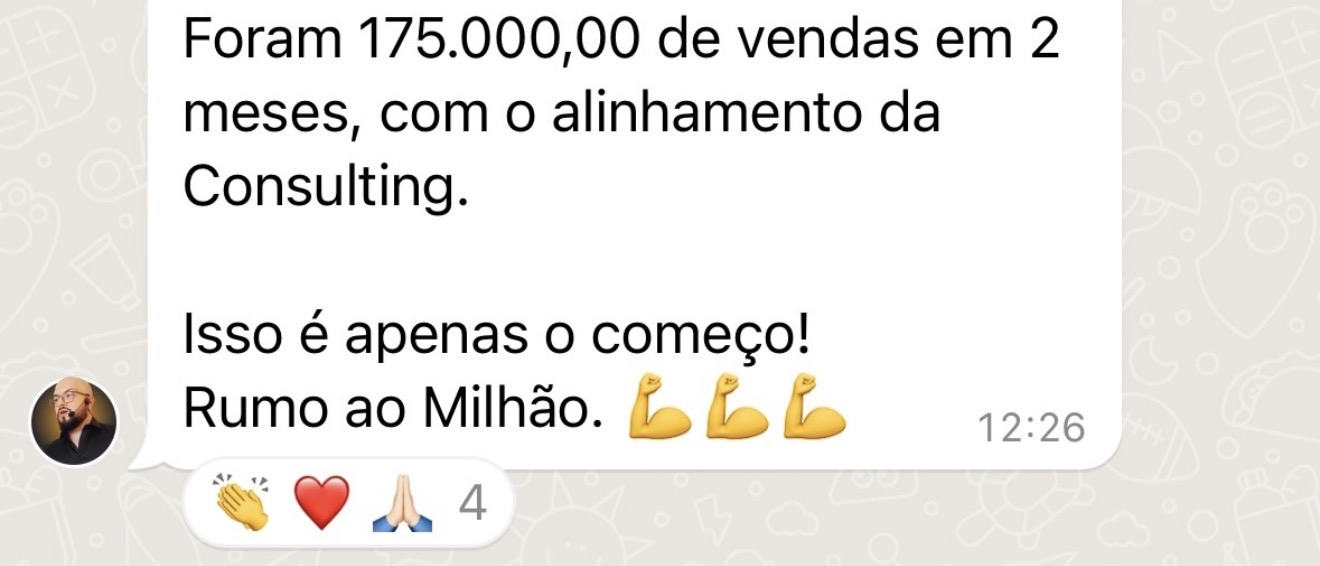 Prova de resultado: R$ 175.000 — Nome do cliente